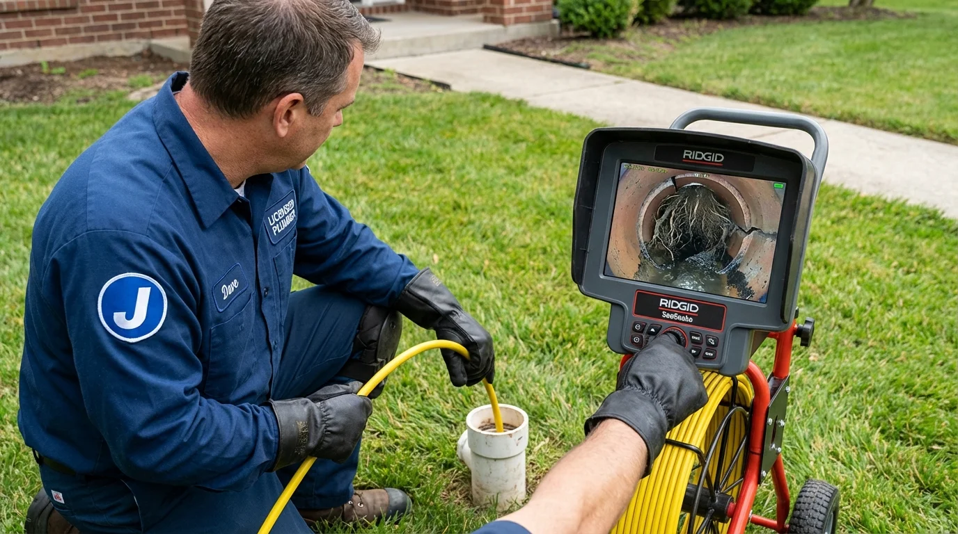 Sewer camera inspection being performed by Johns Plumbing LLC in Cadillac